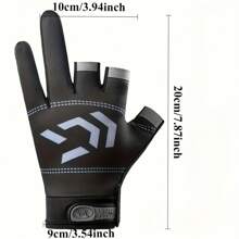 1 Pair Grey Arrow Fingerless Anti-Slip Gloves For Men & Women, Suitable For Fishing, Kayaking, Cycling, Rowing, Driving - Black - View 3