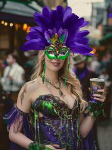 1 st. Elegante veren vermomming masker hoofdtooi, carnaval hoofddeksel, showgirl kostuum accessoires voor vrouwen