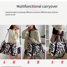 1pc Large Capacity Cow Pattern Oxford Cloth Handbag,Women's Waterproof Tote Shoulder Bag With Wet & Dry Separation, Travel Bag