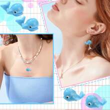 5 Pcs Handmade Lampwork Glass Loose Craft Beads Spacer Cartoon Ocean Blue Fish Whale Beads For Necklaces Jewelry Making