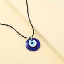 1pc Devil's Eye Circular Pendant Necklace, Minimalist & Fashionable