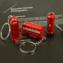 1 Pieza Vintage Llavero de cabina telefónica de estilo londinense, autobús de dos pisos, mejor regalo para amigos