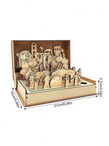 1Set Easter Wooden Holy Week Book Playset Holy Week Gift Teaching Aid Family Gift Retro Easter Heirloom DIY Easter Resurrection Scene Decor Handmade Vintage Easter Story Display Home Decor Gifts Birthday Graduation