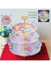 Sanrio Three Pieces Set Of Sanrio Melamine Imitation Ceramic Cute Hello Kitty My Melody Gemini Three-Layer Fruit Tray Cake Rack Cartoon Pattern, Item Placement Rack, Multi-Functional Placement Rack, Creative Living Room Modern Afternoon Tea Cake Rack, Multi-Layer Cake Rack, Item Storage Rack, Bathroom Storage Rack,