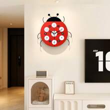 1pc 12-Inch Silent Ladybug Wall Clock, Wall Hanging Decor, Crafts, Suitable For Bedroom, Home, Dorm, Bathroom, Home Decoration, Room Decoration, Office Decoration, Wall Clock, Holiday Gift, New Home Decor