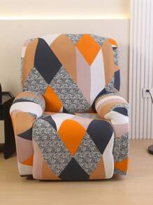 4/6/8 Pcs Random Geometric Print Chaise Lounge Chair Covers, All Season Washable Sofa Cover For Home, Office, Living Room Decor