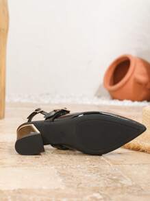 大码时尚尖头粗跟高跟鞋，性感休闲派对工作正装鞋，露跟细高跟鞋，春夏红色高跟鞋