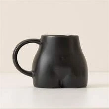 1 pieza Taza de cerámica asimétrica con forma de glúteo humano creativa y divertida de 300ml, taza de café/leche única para parejas, regalo del Día de San Valentín