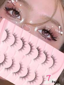 7 对自然假睫毛，漫画眼睫毛，分段假睫毛，自然假睫毛