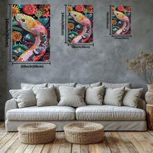 The Colored Snake Winds Through The Flowers. Large Wooden Framed Wall Painting Artist Home Decoration Oil Painting - Bedroom, Bathroom, Living Room, Office, Kitchen, Christmas Gifts - 1 Piece - 彩色 - 查看 3