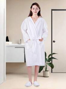 1pc Travel Bathrobe, Disposable Bath Towel, Summer Bathrobe, Travel With Bathroom Towel, Convenient Disposable Hotel Bathrobe, Portable Bathrobe, Unisex Bathrobe, Suitable For Hotels, Homestays, Pool Party Supplies, Spa, Beauty Salon, Clean, Health, Thick Comfort And Skin Friendly Clean Home Bathroom Decor Back To School