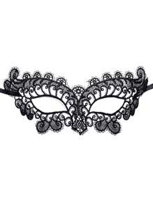 1 Set Sexy Lace White Bell, Black Lace Cat Ear Headband, White Lace Gloves, Choker - Cat Princess Lady Costume Set Prom - Black - View 3