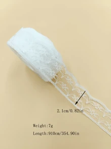 1pc/10yards White & Black Lace Trim, DIY Clothing, Hat, Craft, Embroidery Lace Ribbon, Bow Decor, Gift Box Packaging - White - View 2