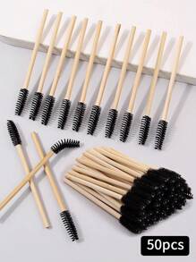 Bộ 50 cọ trang điểm cán tre, cọ chuốt mascara, cọ uốn mi, cọ trang điểm, cọ kẻ lông mày, cọ tán phấn mắt, quà tặng kèm theo. - màu đen - Xem 3