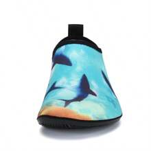 1 Pair Men Sports Quick-Dry Water Shoes, Outdoor Soft Bottom Anti-Slip Drainage Swim Pool Beach Aqua Socks Printed Flat Surfing Diving Swimming Shoes, Unisex Slip-On Indoor Exercise Yoga Running Gym Shoe - Multicolor - View 8