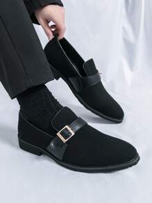 Luxury Men Leather Penny Loafers, Casual Straw Woven-Style Slip-On Flat Shoes With Convenient Elastic Band, Formal Shoes For Daily Wear, Wedding, Banquet, Office, Business Occasions In Spring And Autumn