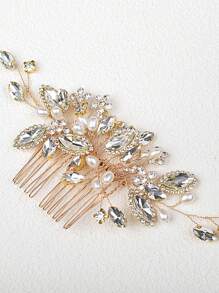 1 件水晶头饰发饰，适合派对、婚礼、新娘、女士和女孩（银色/金色） - 銀色 - 查看 5