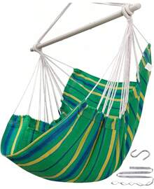 Hammock Chair Swing (500 Lbs Max) - Hanging Hammock Chair Rope Swing Indoor Hammock Chair,Outdoor Furniture,Swing Chair For Room,Amaca Para Adultos,Hamacas Para Adultos,Columpio Para Patio,Swing Sets Backyard, Patio Furniture Set For Bedroom, Outdoor, Patio, Bedroom, Porch, Deck - Sturdy Steel Bar With Anti-Slip Safety Rings - B 格林 - 查看 2