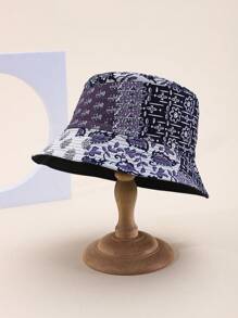 Reversible Vintage Floral Printed Bucket Hat, Polyester Fabric, Sun Protection, Spring/Summer/Autumn - A - View 10
