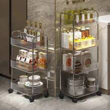 1 Pc Multi-Tier Wheeled Rolling Cart With Handles, Multifunctional Storage Rack For Office, Bathroom, Kitchen, Mobile Storage Organizer Outdoor Decor - Multicolor - View 11