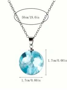 1 chiếc mặt dây chuyền hình quả cầu trong suốt phong cách thiên nhiên bầu trời xanh và mây trắng, mặt trăng và cây bằng nhựa. - Nhiều màu - Xem 5