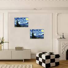 1 pieza/2 piezas Juego de pintura digital al óleo con diseño personalizado de noche estrellada y luna, utilizado para decoración de dormitorio y decoración de pared, el mejor regalo para amigos 40x50cm/16x20in sin marco