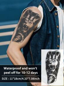 1Pc Tijdelijke Tatoeages Semi Permanente Tattoo Europese Stijl Waterdicht Zweetbestendig Blijft 1-2 Weken Realistisch Kruidensap Anti-Wrijving Niet-Reflecterend Nep Zwarte Nep Tatoeages Voor Vrouwen En Mannen Tatoeage Stickers Voor Arm, Borst, Been, Buik, Taille, Vinger, Nek Modernistische Lichaamskunst
