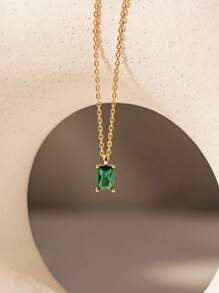 1 Piece S925 Sterling Silver Minimalist Emerald Gemstone Necklace • Green Pendant Necklace • Exquisite Emerald Birthstone Jewelry • Girlfriend Gift • Suitable For Daily Wear