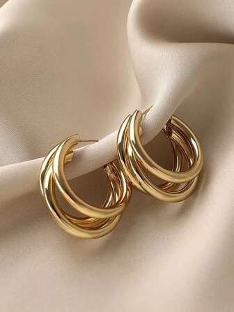 1 Pair Metal Luxurious Exaggerated Hoop Earrings, Elegant Elegant European-American Style For Women