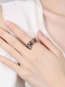 1 Stück Vintage Koi Fisch Email Offener Ring, ein schönes Geschenk