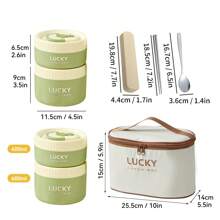 Draagbare 304 roestvrijstalen thermische lunchbox met bestek en lunchtas, verzegelde lekvrije bentobox, magnetronbestendig en warmwaterverwarming, geïsoleerde anti-verbranding lunchbox, herbruikbare fruitsalade-voedselopslagcontainer, geschikt voor studenten en volwassenen op school, kantoor, buiten kamperen, picknick, reizen