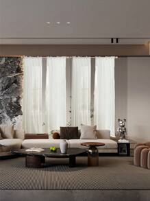 4 件现代优雅薄纱窗帘，客厅卧室阳台落地窗帘布，抗皱且光滑