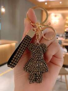 1 Pc Rhinestone Bear Keychain Pendant For Women Bag Men Car Key Chain Accessories Girl Gift Anime Metal Keyring Key Chains For Women