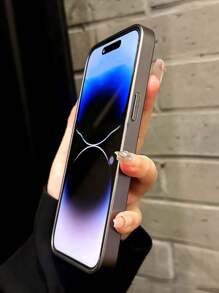 高端新款磨砂手机壳兼容iPhone 16 15 14 13 12 Pro Max轻奢高级钛原色防尘超火纯色AG玻璃二次钛金属保护套 - 鈦灰色 - 查看 5