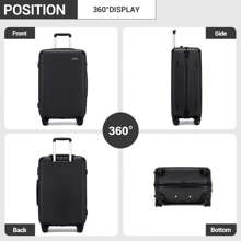 Lightweight Sturdy ABS+PC Spinner Luggage Set With TSA Lock, 360° Wheels, Spacious Storage, Minimalist Design, Cabin Size Carry-On Suitcase, Check-In Luggage For Men Or Women, Available In 20/24/28 Inch - 黑色 - 查看 4