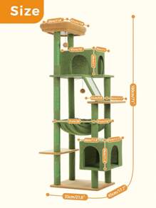 PAWZ Road Cactus Cat Tree 71" For Large Cats Up To 20 Lbs With Super Large Hammock, Sturdy Cat Tower With 4 Sisal Scratching Posts & 2 Spacious Condos For Large Adult Cats - Green - View 4