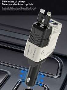 四合一伸缩车载充电器，USB C 快速充电适配器，带闪电线缆和双充电端口，兼容 15/14/13/12 Pro Max Plus/iPad，兼容 ，兼容三星 Galaxy S23/S22/S10，智能手机电子 - 彩色 - 查看 2