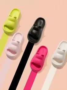 1 Pair Anti-Slip Ultra-Soft Quiet Slippers, Soft EVA Sole Slippers, Slip-Resistant, Waterproof, Wear-Resistant, Breathable, Women's Sandals, Bathroom Shower Slippers, Plastic Slides, Open Toe Slippers, Casual Home Thick Bottom Non-Slip Slippers, Fashionable Outdoor Couples Slippers - Black - View 2