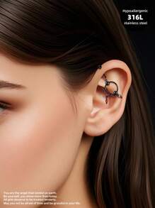 1 pieza de piercing industrial multiusos estilo grunge, punk, gótico, con forma de estrella y corazón, para nariz, de acero inoxidable, con forma de diente y murciélago, para hombre y mujer, con forma de barra industrial para labio, corazón, nariz, cadena, cartílago, hélice, piercing, piercing industrial con forma de araña, joyería para piercing corporal de 38 mm y 1 y 1/2 pulgada, para Navidad, regalo de Halloween, fiesta, uso diario, salidas nocturnas, reuniones sociales, uso diario