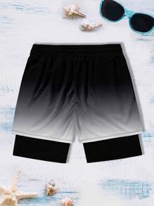 男士棕榈树印花时尚休闲运动度假沙滩短裤，夏威夷风 - 彩色 - 查看 3