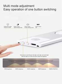 1 pieza Luz LED para gabinete con sensor de movimiento, luz LED inteligente extra delgada recargable por USB y regulable con 3 modos de color, inalámbrica magnética para cocina, armario, closet, dormitorio y mirilla
