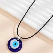 1pc Devil's Eye Circular Pendant Necklace, Minimalist & Fashionable