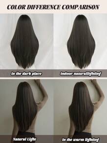 NAMM 女士亚麻棕色假发 长直发假发带刘海 自然柔软 高品质合成耐热纤维假发 适合女孩日常派对学校使用 28 英寸 - 亞麻棕 - 查看 7