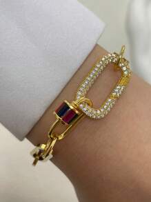 STYLEVER 1pc Gold Round Spring Clasp Bracelet Chain Bracelet,Gold Chain Bracelet,Screw Clasp Bracelet,Colorful Bracelet,Carabiner Chain