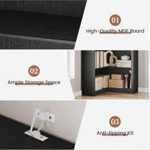 Estantería de esquina de 182,9 cm de altura, estantería de esquina tipo granja, estantería de esquina en forma de L de 5 niveles, estantería de esquina grande con almacenamiento, estantería grande resistente para dormitorio, sala de estar y oficina en el hogar