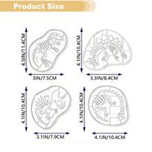 1/4 Pcs Dinosaur Biscuit Cutting Knife Dinosaur Skeleton Fossil Biscuit Cutting Knife Stegosaur Triangular Keel Fossil Mold For Stamp Baking Dinosaur Biscuit Enthusiasts (Designs: Tyrannosaurus Rex, Stegosaurus, Triceratops, And Long Neck)