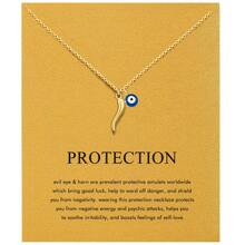 1pc Elegant Blue Evil Eye Amulet Pendant Necklace, Women's Spiritual Protection Jewelry, Gold Plated - Multicolor - View 13