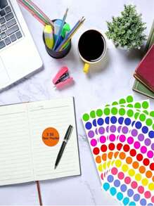 Juego de 700 etiquetas de codificación de colores redondas, 10 colores de etiquetas de puntos circulares, suministros de oficina para estudiantes y maestros, etiquetas de canasta, pegatinas para maestros, recompensas para el aula, pegatinas surtidas, pegatinas para maestros, pegatinas de puntos