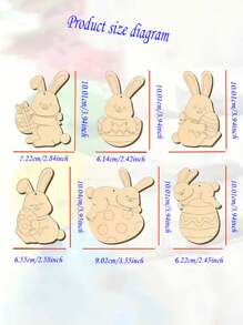 12pcs Easter Rabbit & Egg Wooden Hanging Decoration Set - DIY Craft Kit With Jute Ropes, Colored Blank Wood Pieces, Suitable For Holiday Home And Party Decor