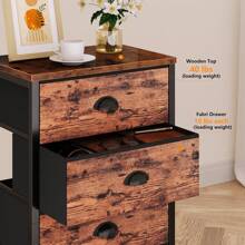 6 Drawer Dresser,Chest Of Drawers For Bedroom Tall Fabric Dresser,White - Rustic Brown - View 4